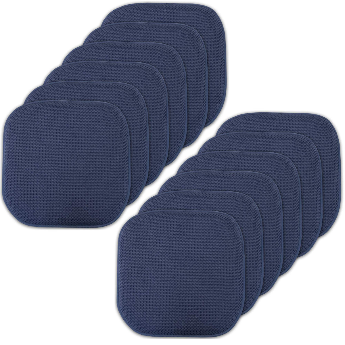 Sweet Home Collection Chair Cushion Memory Foam Pads Honeycomb Pattern Slip Non Skid Rubber Back Rounded Square 16" x 16" Seat Cover, 4 Pack, Alexis Chocolate