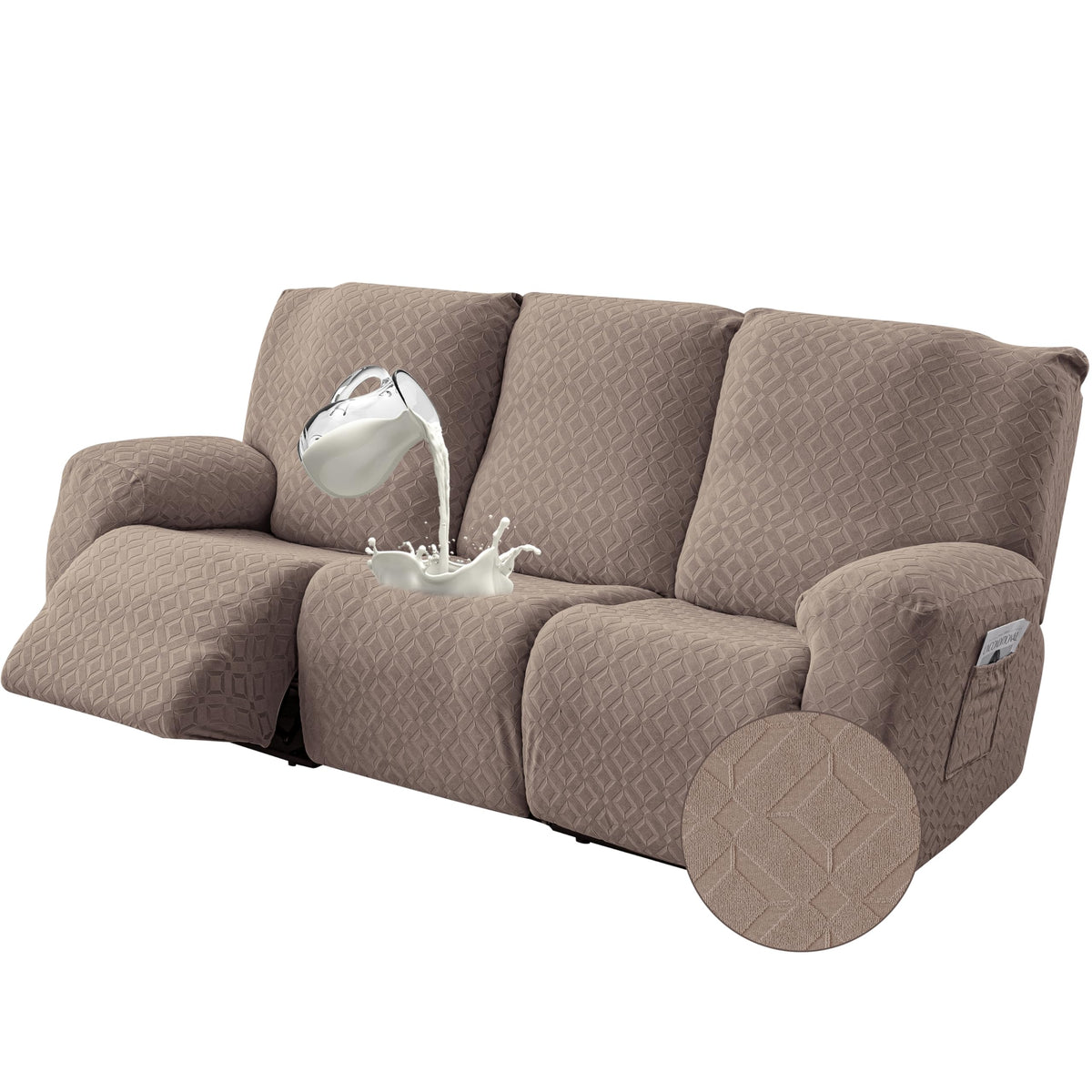 Gennia Waterproof Recliner Sofa Cover,3 Seat Couch Cover,Dark Gray