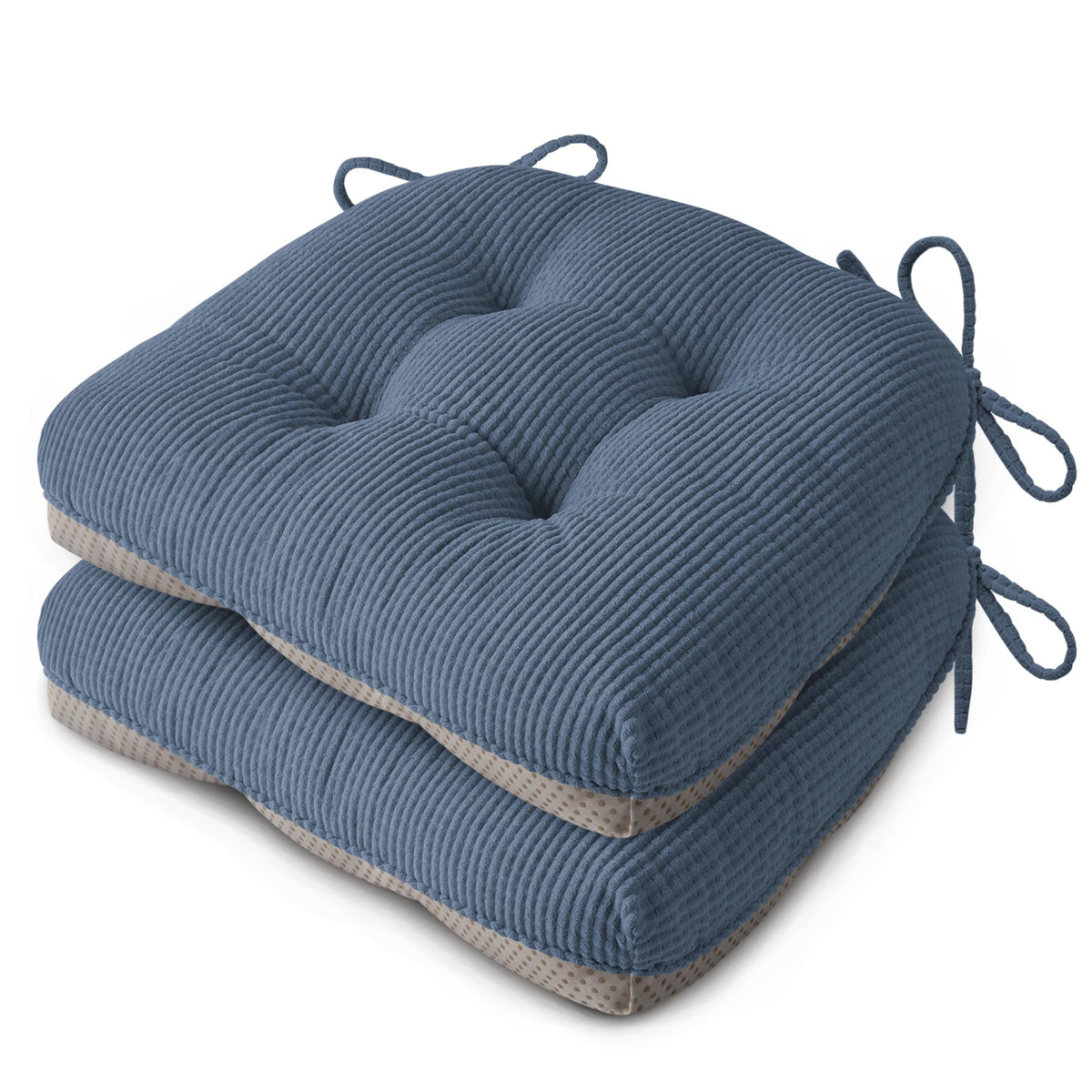 Anti Slip Kitchen Chair Cushions Set of 4 18"X16.5"X3" Beige