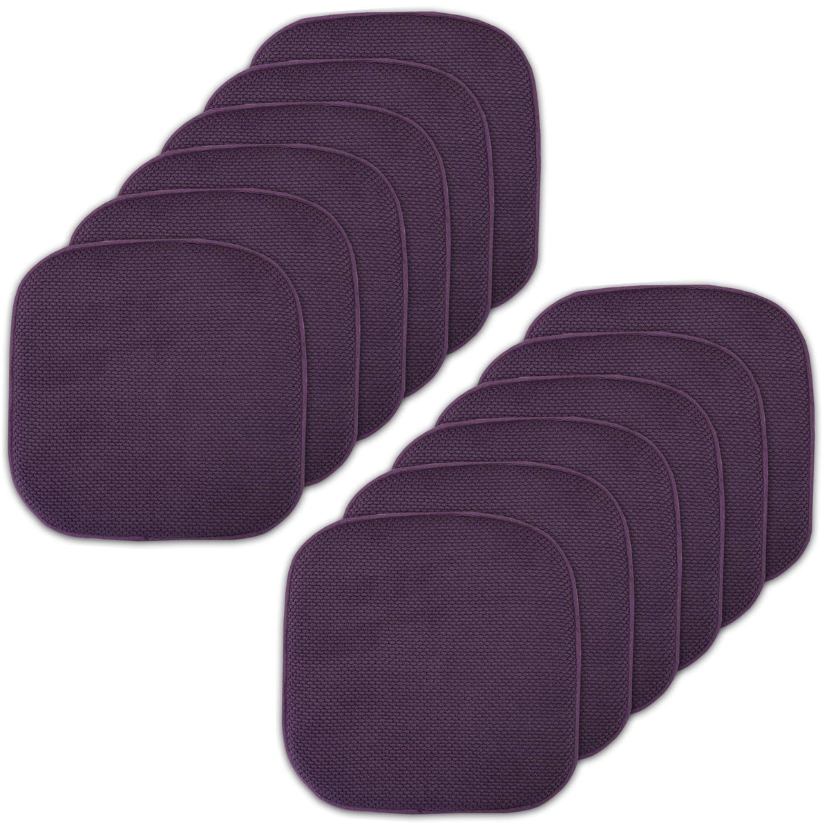 Sweet Home Collection Chair Cushion Memory Foam Pads Honeycomb Pattern Slip Non Skid Rubber Back Rounded Square 16" x 16" Seat Cover, 4 Pack, Alexis Chocolate