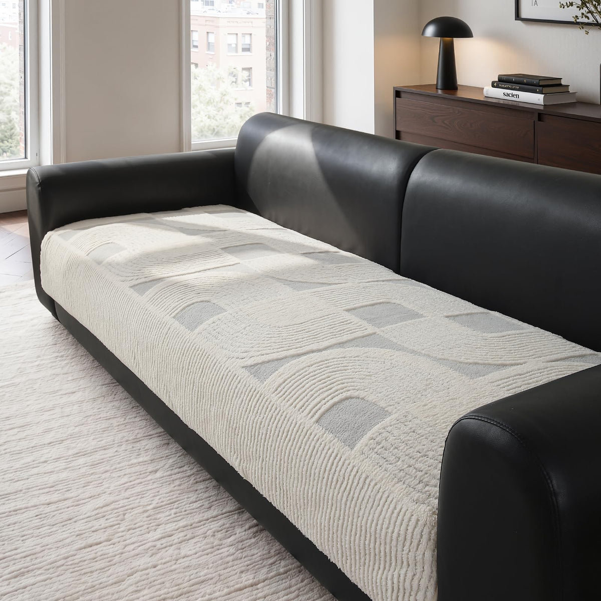 OHSIO Geometric Couch Cover, Sofa Seat Cushion Cover(Brown,35''x 70.8'')