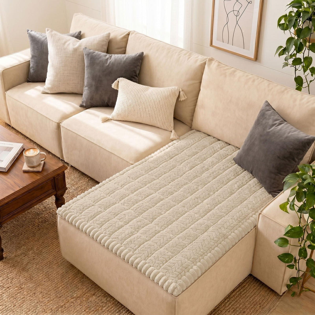 Smiry Couch Cover for Dogs, Non Slip Fuzzy Pet Sofa Covers Washable