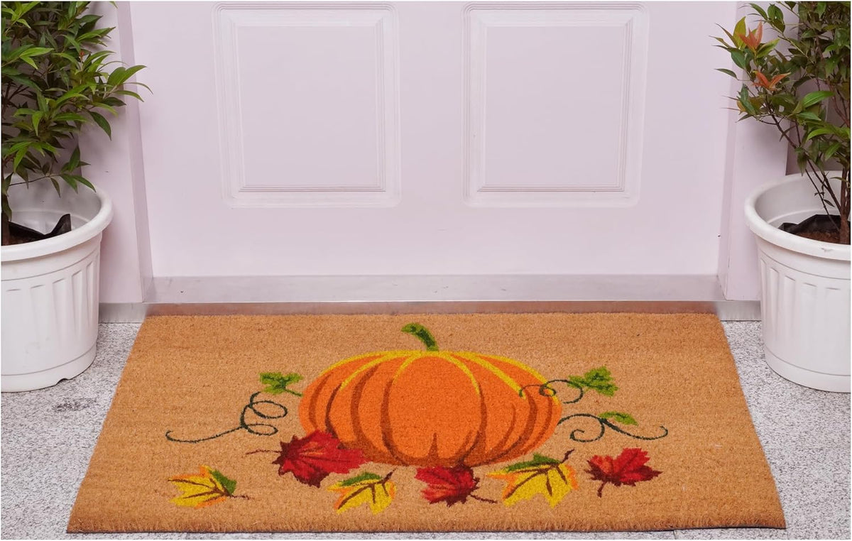Calloway Mills 121981729 Nature's Bounty Outdoor Coir Doormat, Non Slip Vinyl Backing,Fall Front Door Mat,17" x 29", Multicolor