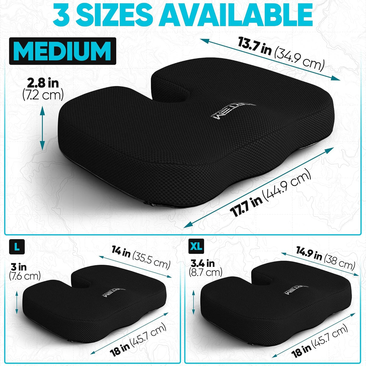 FORTEM Seat Cushion, Office Chair Cushion for Tailbone Sciatica Pain Relief