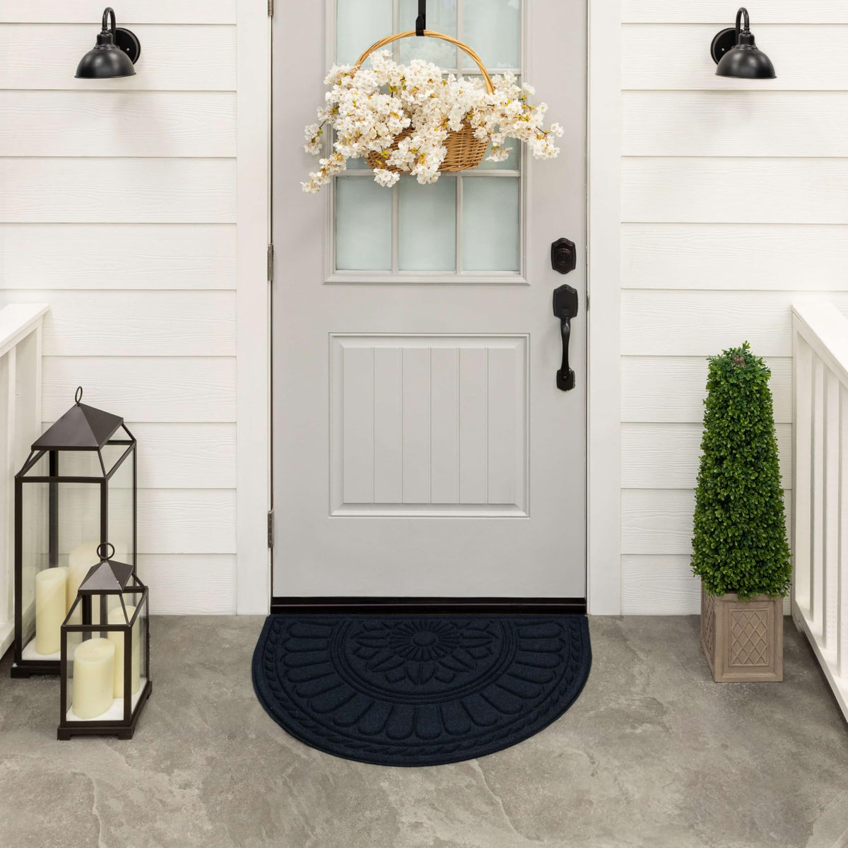 Mohawk Home Swirl Style Casual Ornamental Denim Blue 2' X 3' All Weather Outdoor Door Mat Perfect for Porch, Garage