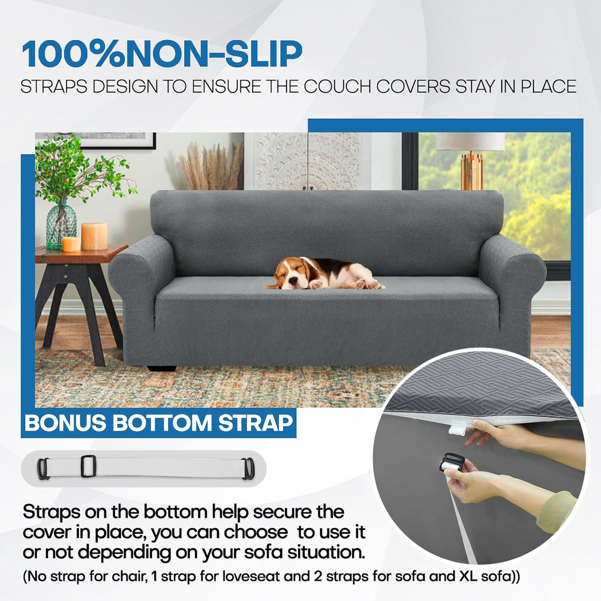 XINEAGE Stretch Jacquard Sofa Cover, Non Slip Sofa Slipcover for Dog