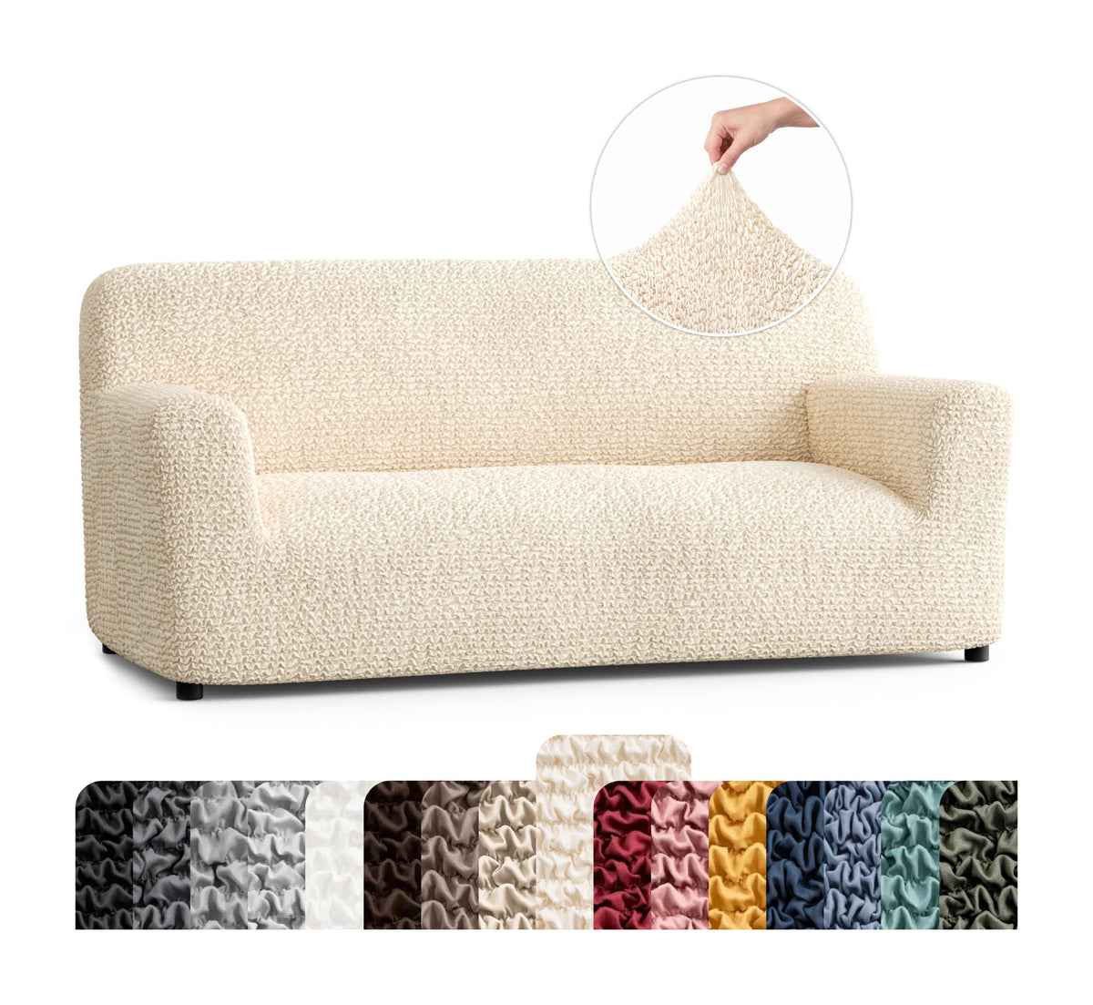 Premium Stretch Couch Covers for Sofa - Sofa Chair Cover Washable, Dogs & Pets Friendly - Elastic Polyester Loveseat Slipcovers - Non-Slip Love Seat Couch Covers - Soft Taupe (86"-120" Wide)
