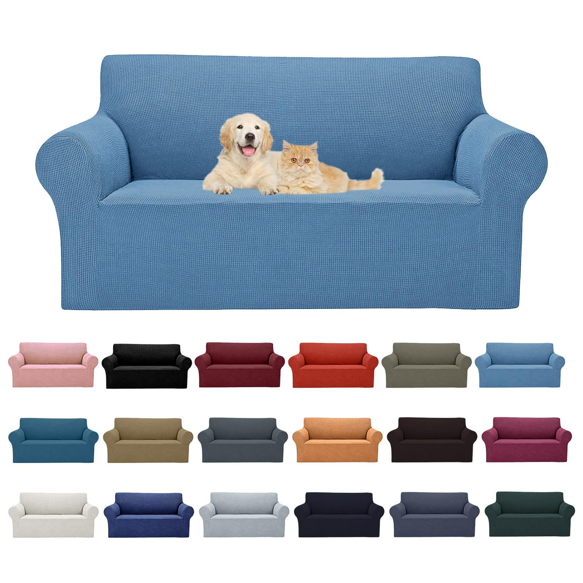 Cupuamon 2026 New Stretch Sofa Slipcovers Couch Cover for 3 Cushion Furniture Protector Sofa Covers with Elastic Bottom Jacquard Fabric Small Checks for Pets, Kids -Sofa, Black