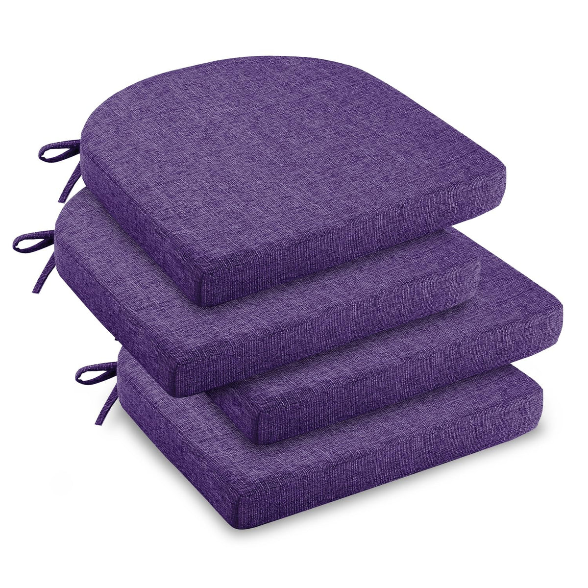 downluxe Indoor Chair Cushions for Dining Chairs, Soft and Comfortable Textured Foam Kitchen Chair Pads with Ties and Non-Slip Backing, 16" x 16" x 2", Red, 4 Pack