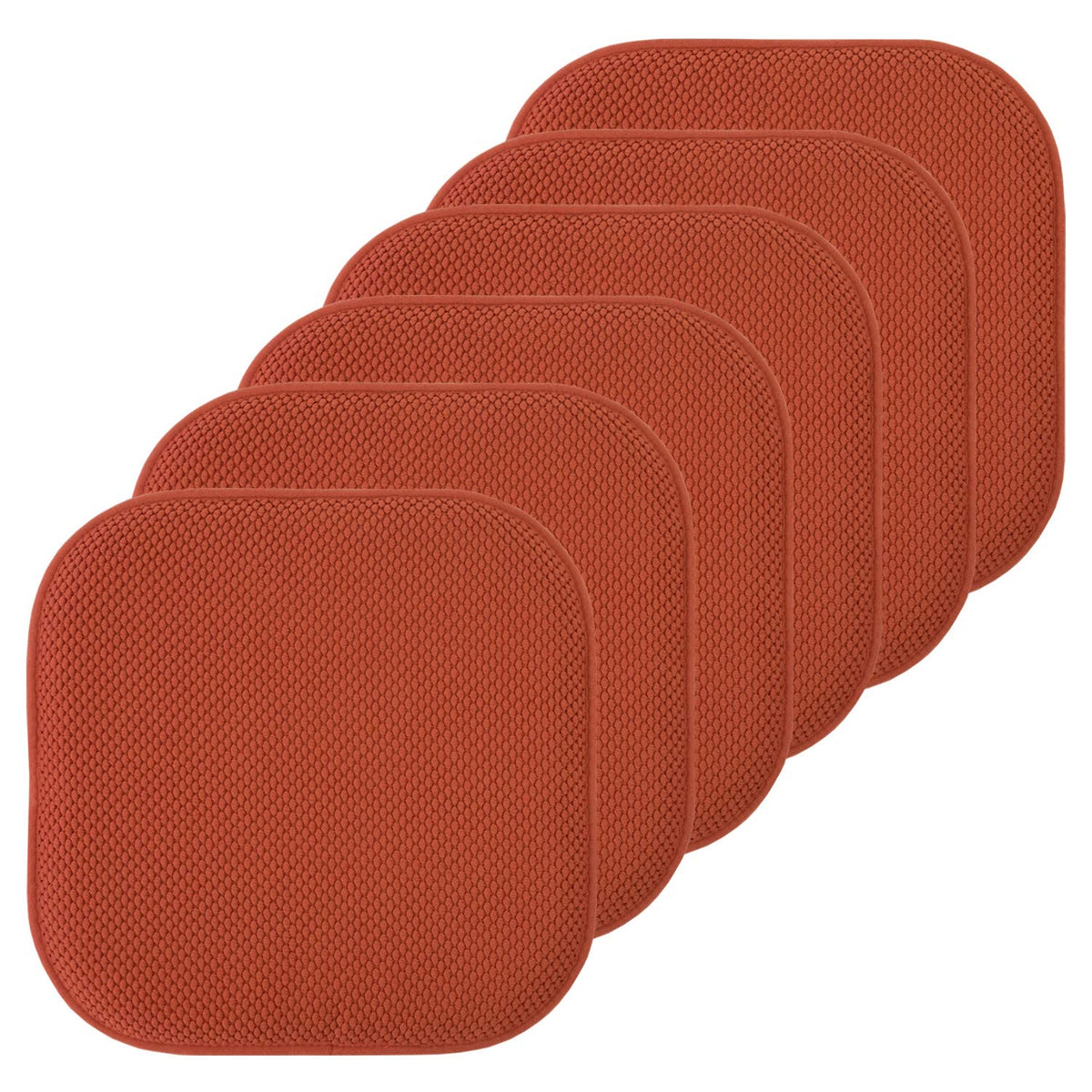 Sweet Home Collection Chair Cushion Memory Foam Pads Honeycomb Pattern Slip Non Skid Rubber Back Rounded Square 16" x 16" Seat Cover, 4 Pack, Alexis Chocolate