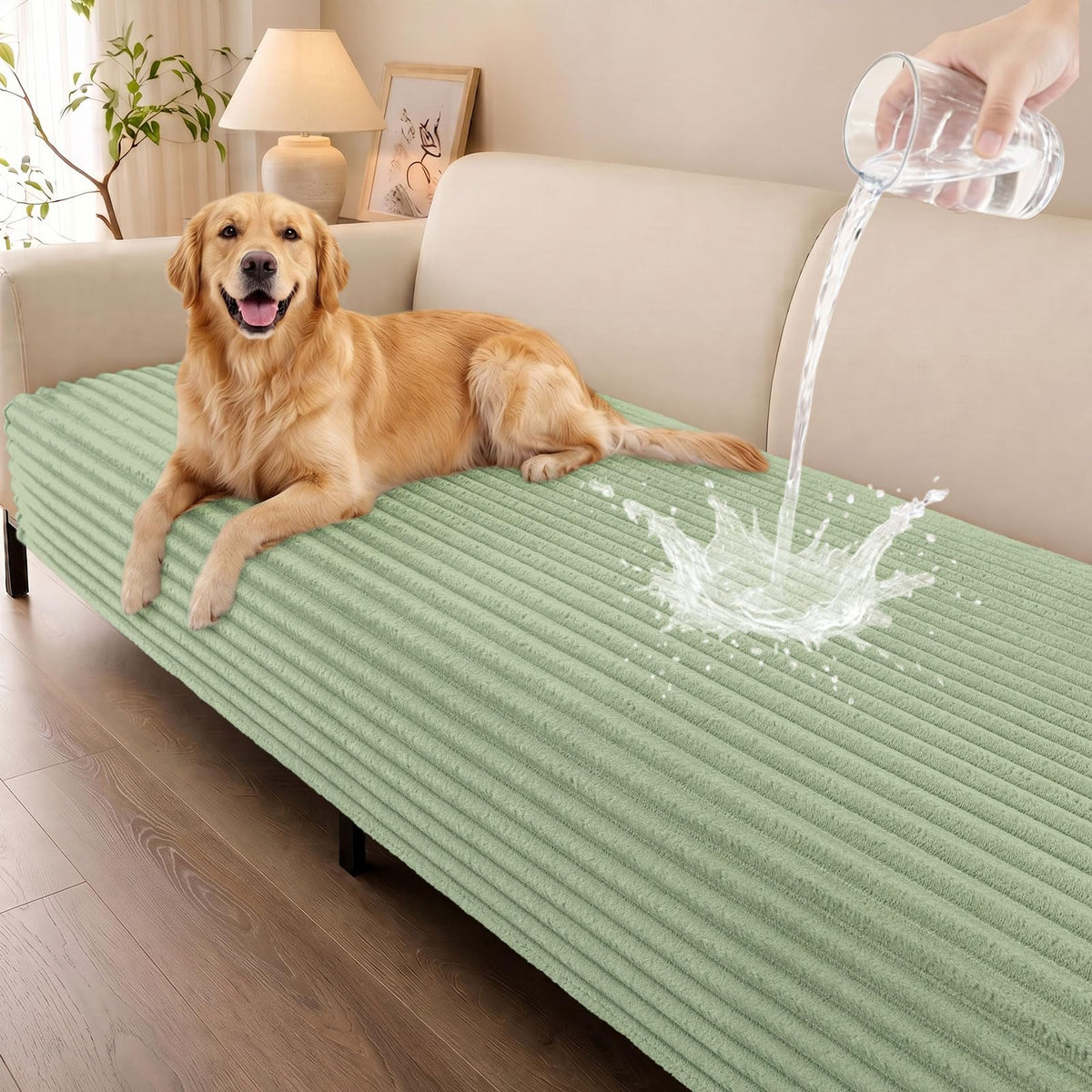Smiry Waterproof Couch Cover for Dogs, Washable Non Slip Plush Protector