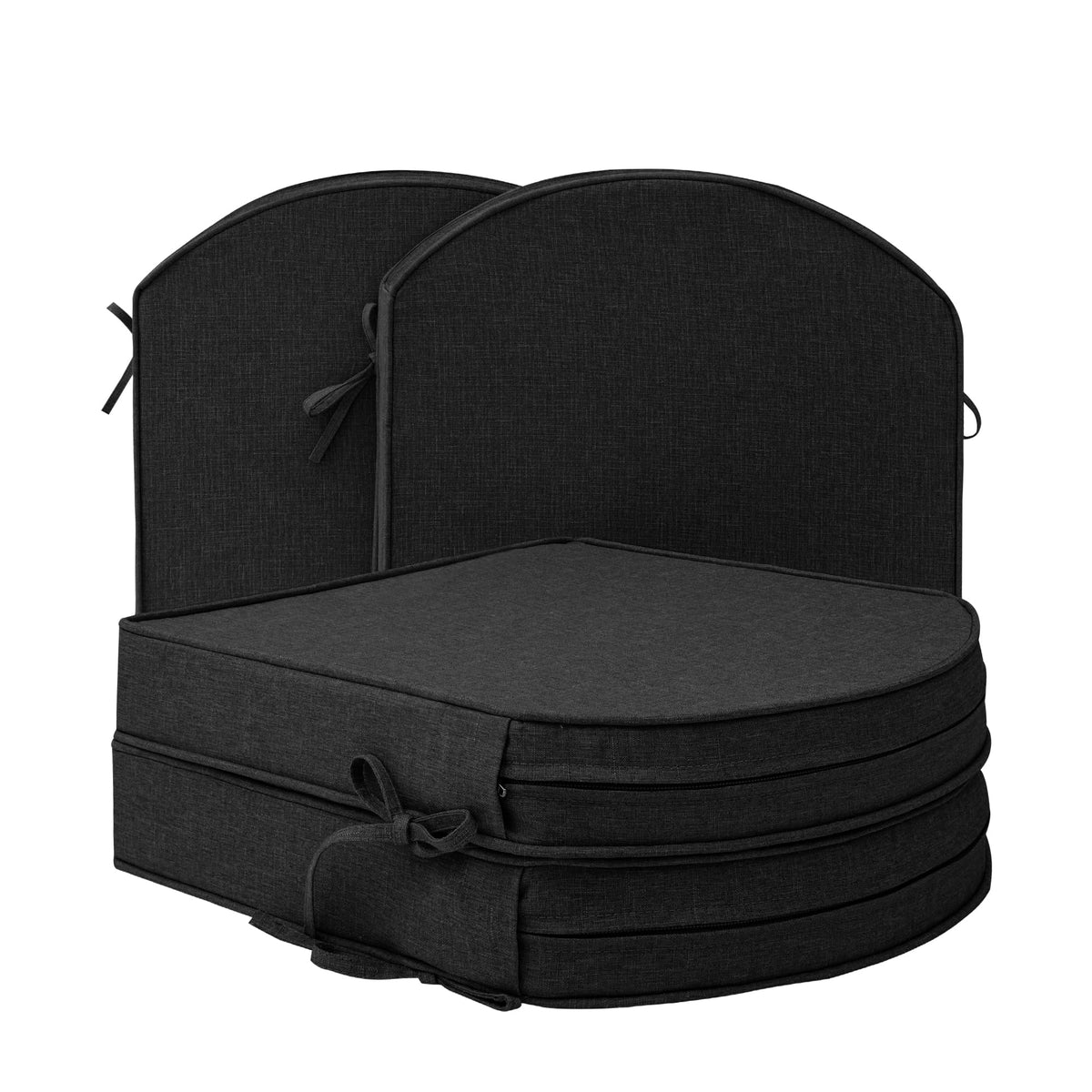 Outdoor Chair Cushions, Fade-Resistant & Water-Resistant, D Shaped Patio Furniture Seat Chair Pads Replacement with Ties, Non-Slip Bottom, Removable Cover, Set of 2, 17 x 16 Inch, Natural