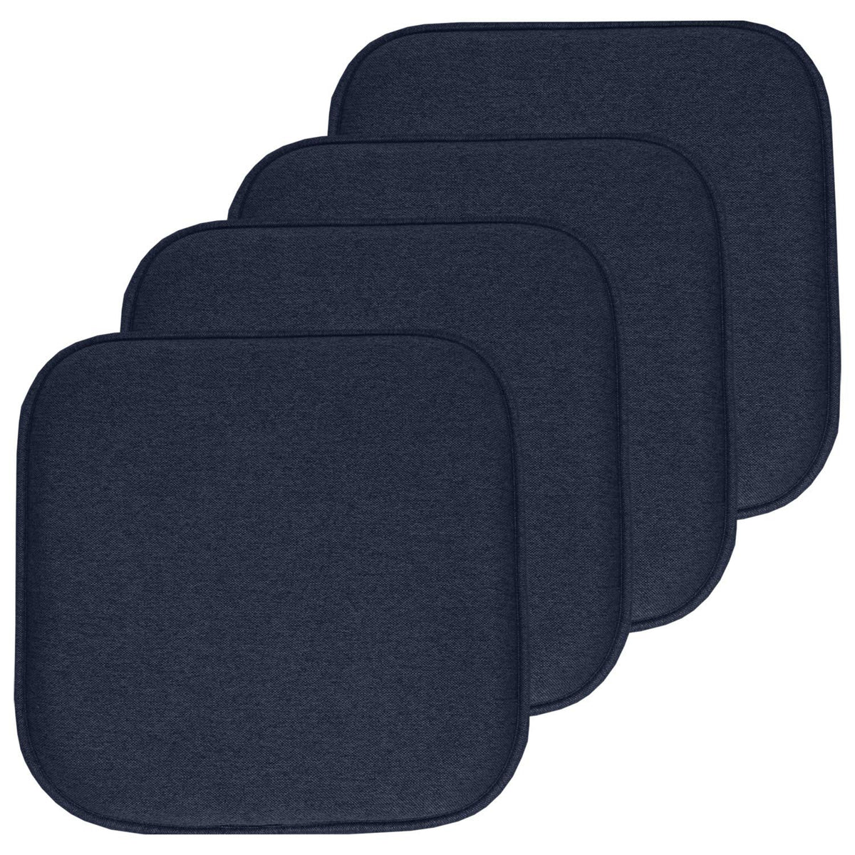 Sweet Home Collection Chair Cushion Memory Foam Pads Honeycomb Pattern Slip Non Skid Rubber Back Rounded Square 16" x 16" Seat Cover, 4 Pack, Alexis Chocolate
