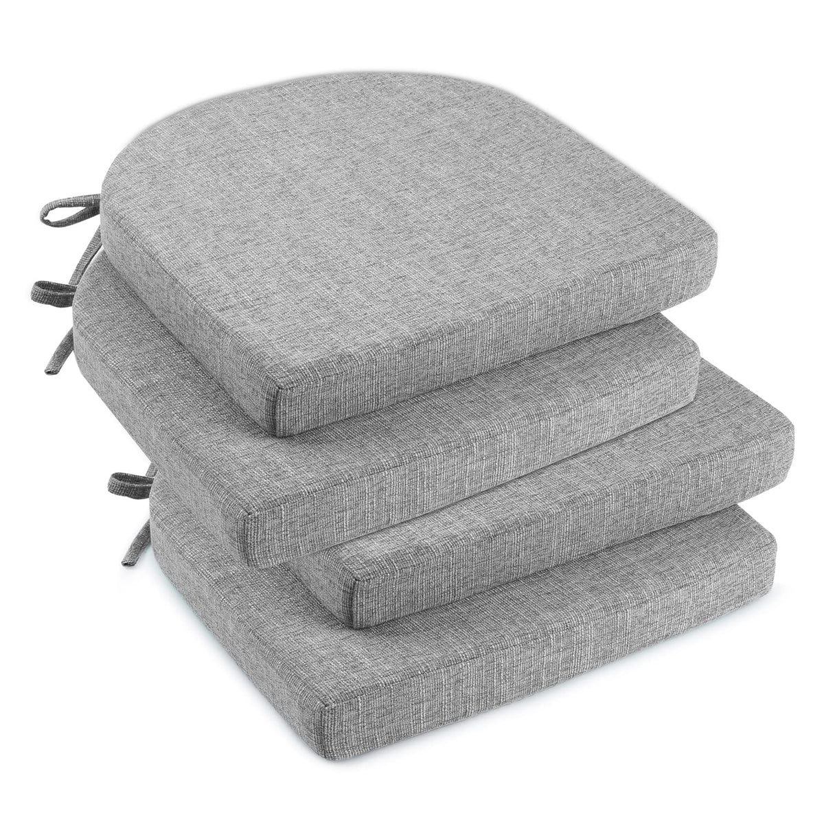 downluxe Indoor Chair Cushions for Dining Chairs, Soft and Comfortable Textured Foam Kitchen Chair Pads with Ties and Non-Slip Backing, 16" x 16" x 2", Red, 4 Pack