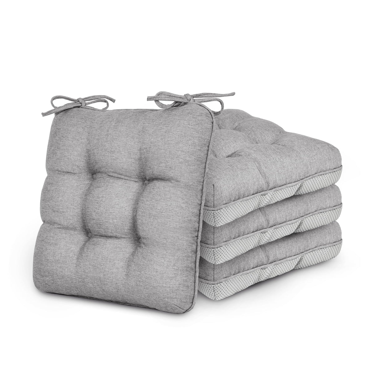 Love's cabin Memory Foam Chair Cushions Set of 4, 15.5 Inch, Grey