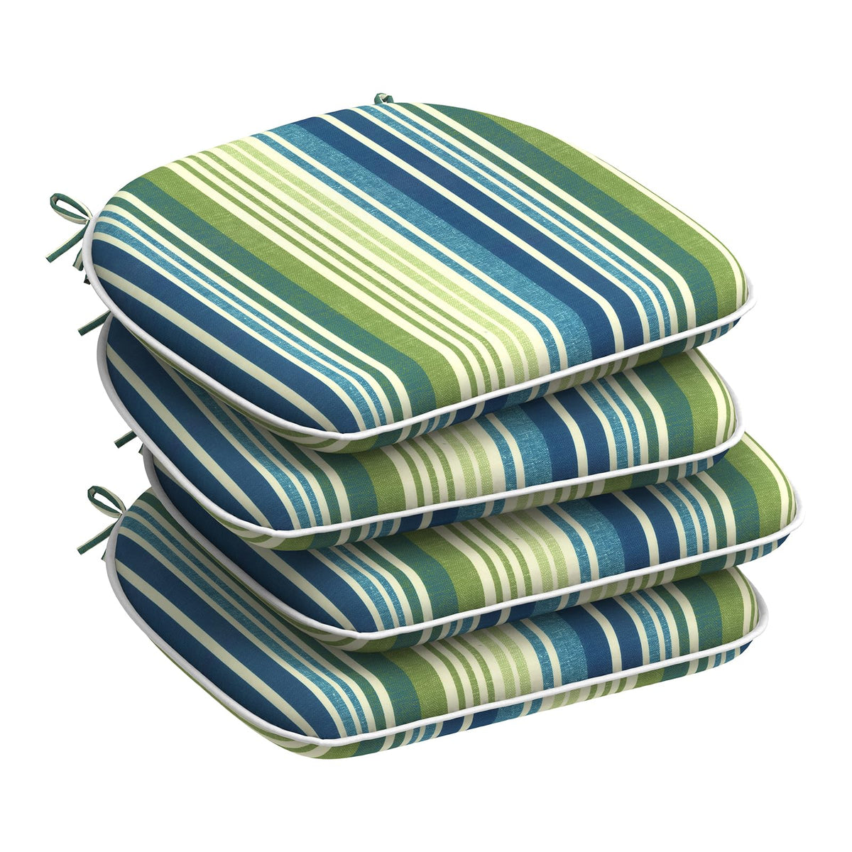 DYTXIII Set of 4 Outdoor Chair Cushions with Ties,Water Repellent Patio Chair Pads 17"x 16" for Outdoor Furniture,Round Corner Seat Cushions for Garden Yard Kitchen Paisley Multi