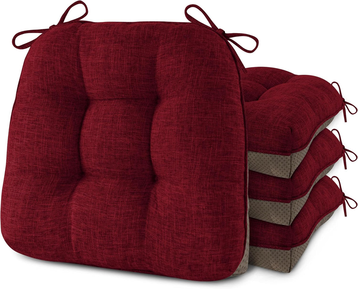 4 Pack Chair Cushions for Dining Chairs 16" x 16" x 3" Red