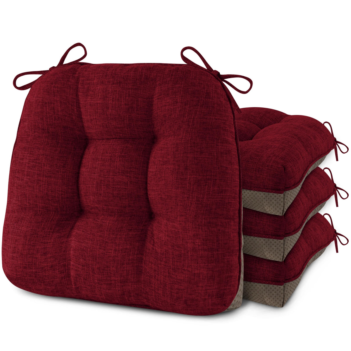 4 Pack Chair Cushions for Dining Chairs 16" x 16" x 3" Red
