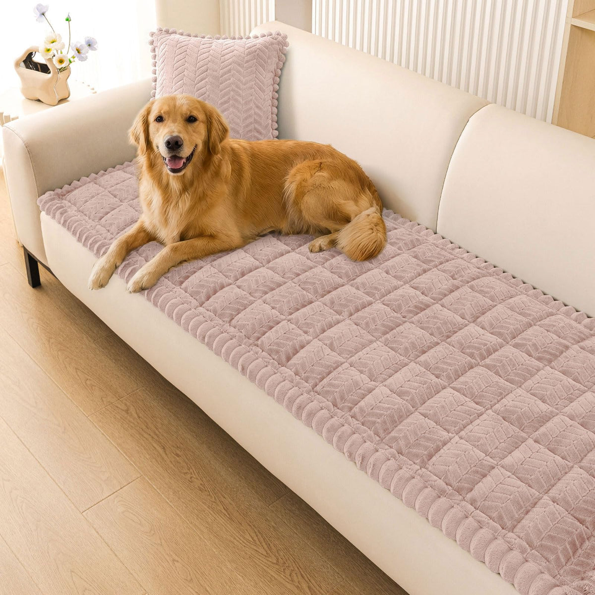 Smiry Couch Cover for Dogs, Non Slip Fuzzy Pet Sofa Covers Washable
