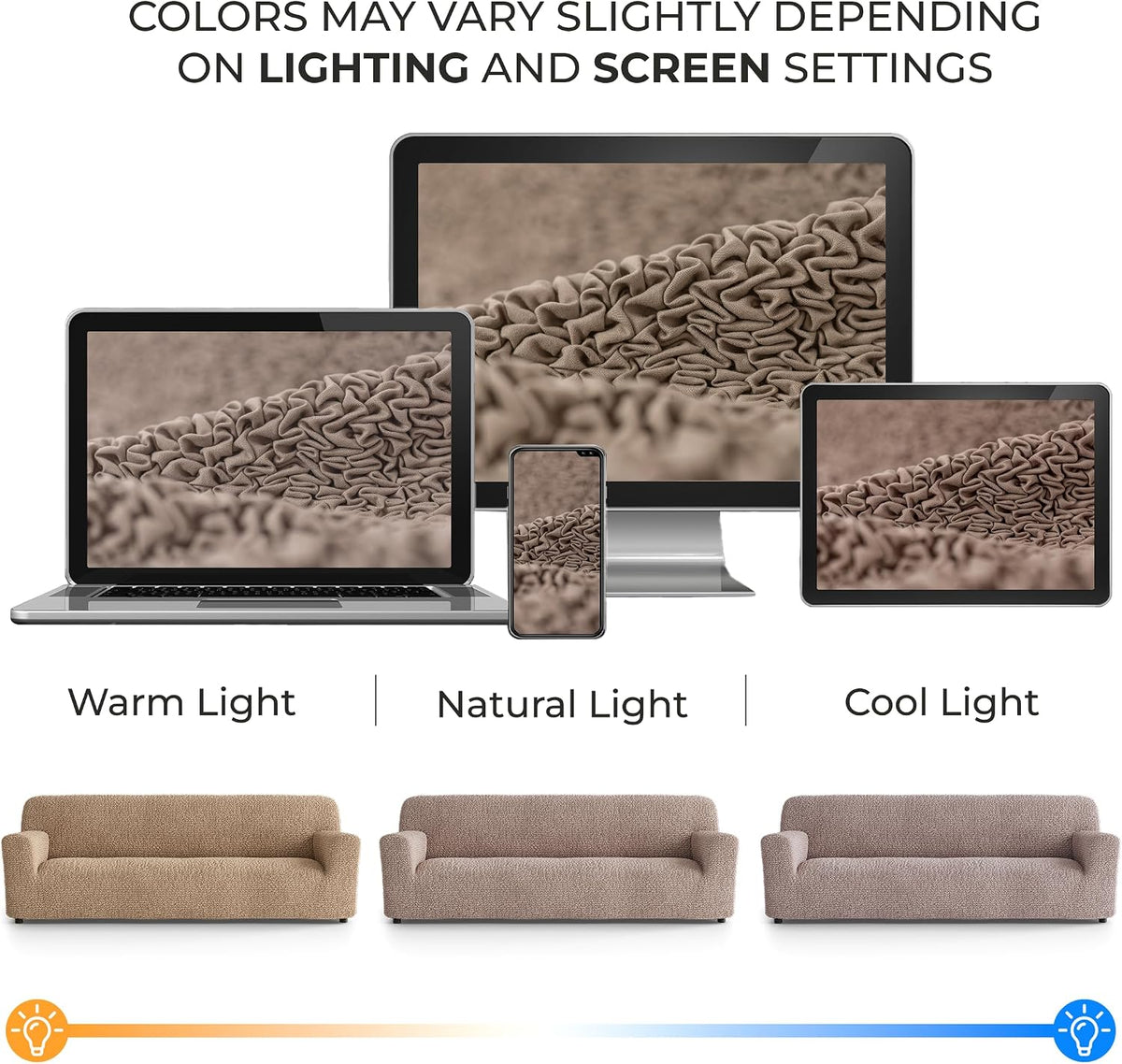 Premium Stretch Couch Covers for Sofa - Sofa Chair Cover Washable, Dogs & Pets Friendly - Elastic Polyester Loveseat Slipcovers - Non-Slip Love Seat Couch Covers - Soft Taupe (86"-120" Wide)