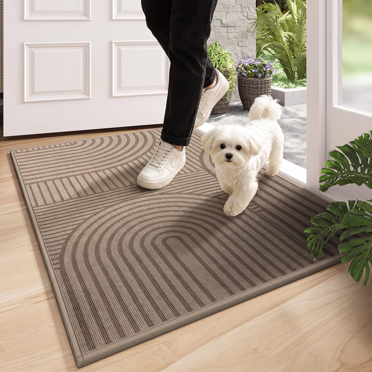 Door Mat Indoor Entrance Front Entry Mats,17''x30'',Brown