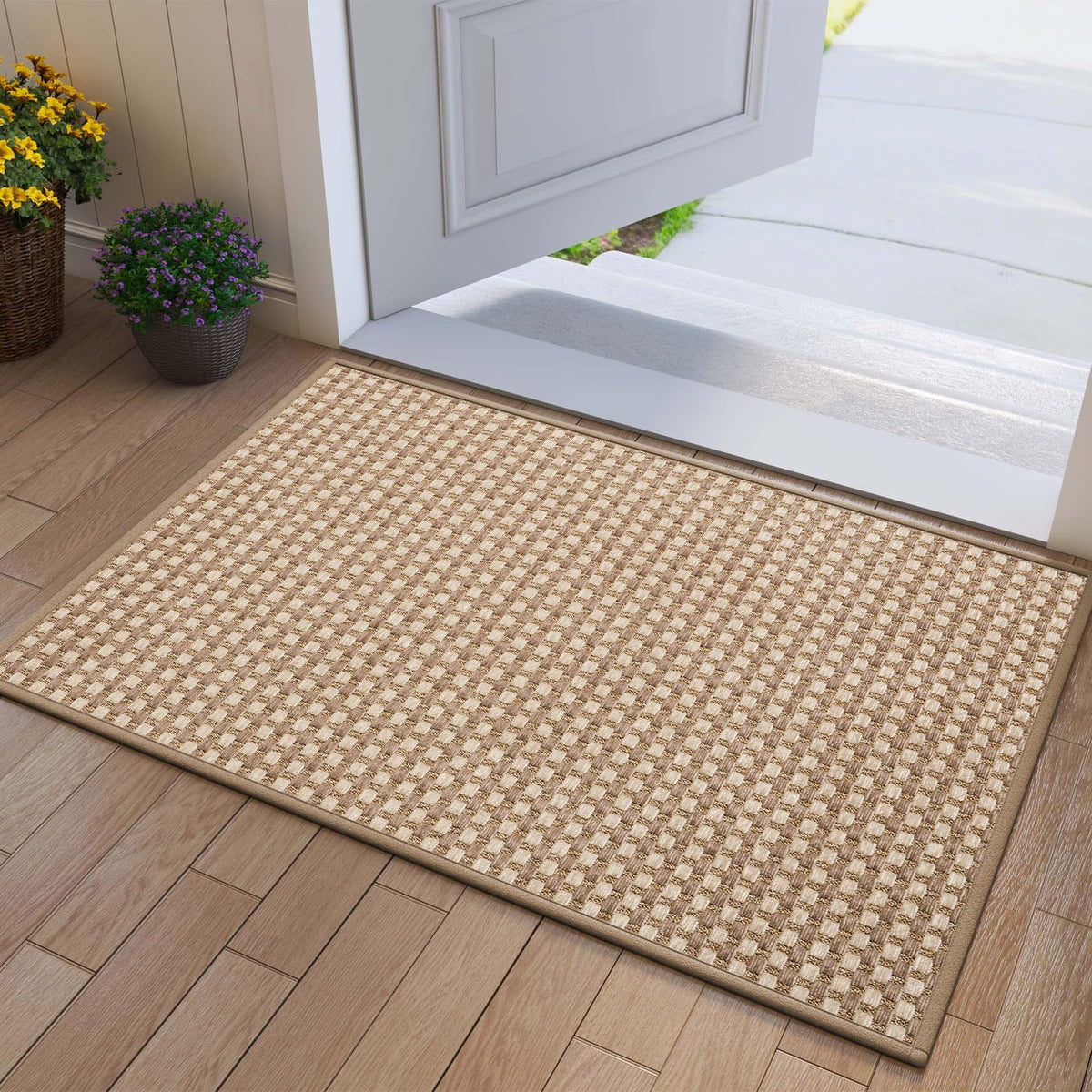 Door Mat Indoor Entrance Front Entry Mats,17''x30'',Brown