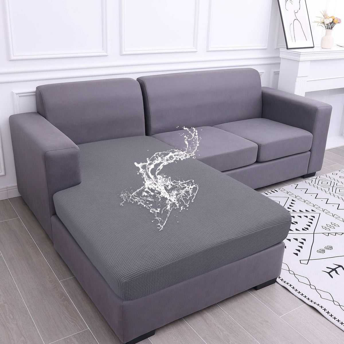 hyha Waterproof Couch Cushion Covers for Pets, Non Slip Sofa Seat Cover