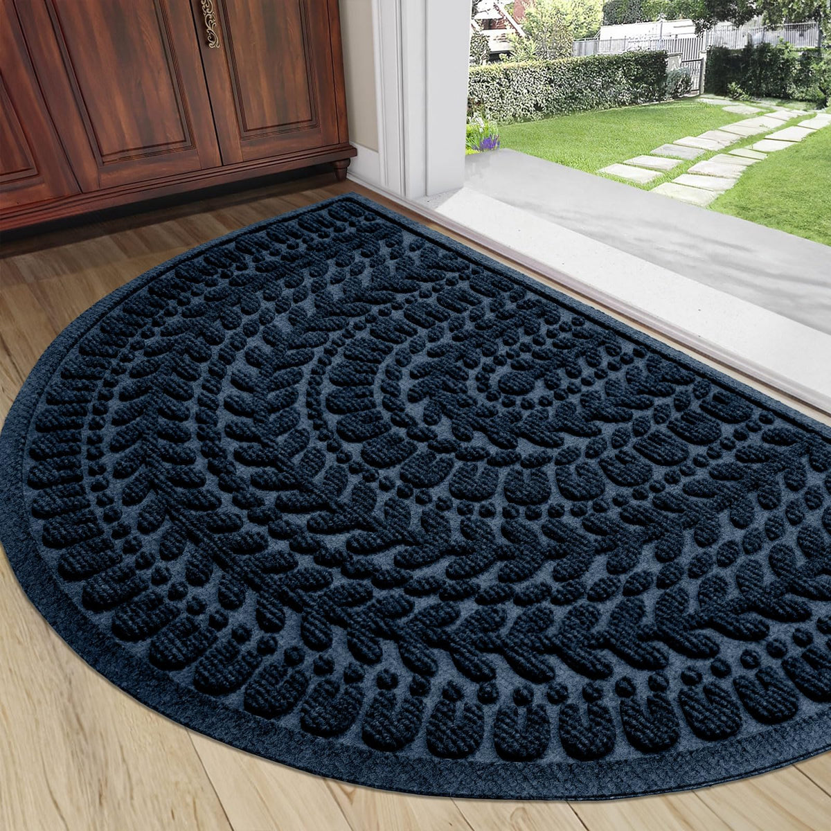 RORA Half Circle Door Mat Front Door Mat Outside Entrance Welcome Mat 17x30