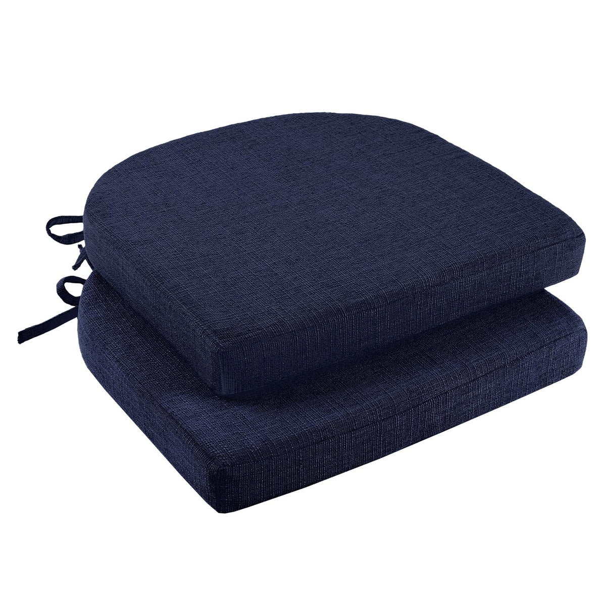 downluxe Indoor Chair Cushions for Dining Chairs, Soft and Comfortable Textured Foam Kitchen Chair Pads with Ties and Non-Slip Backing, 16" x 16" x 2", Red, 4 Pack