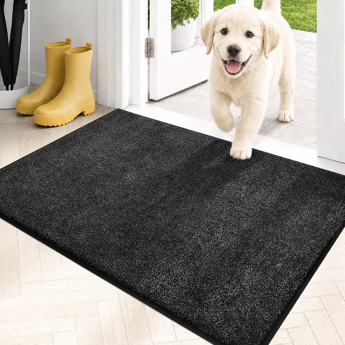 PURRUGS Dirt Trapping Indoor Door Mat, 24" x 35.5", Charcoal