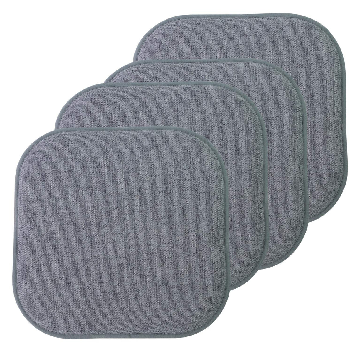 Sweet Home Collection Chair Cushion Memory Foam Pads Honeycomb Pattern Slip Non Skid Rubber Back Rounded Square 16" x 16" Seat Cover, 4 Pack, Alexis Chocolate