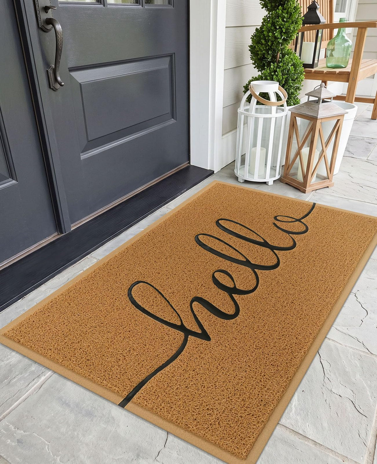 EARTHALL Door Mat Outside Inside Home Doormat, 30"x17.5", Durable Floor Mat Non Slip Mat Ultra Absorb Mud Easy Clean Front Doormat for Garage, Entryway, Patio, High Traffic Areas, Black