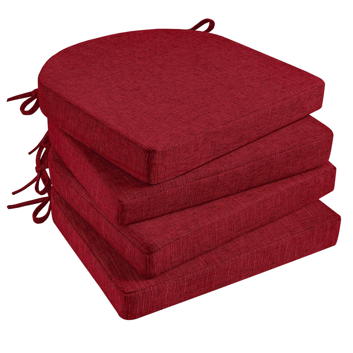 Basic Beyond Chair Cushions for Dining Chairs 4 Pack, Kitchen Chair Cushions with Ties and Non Slip Backing, 16 x 16 inches Chair Pads for Dining Chairs (Black)