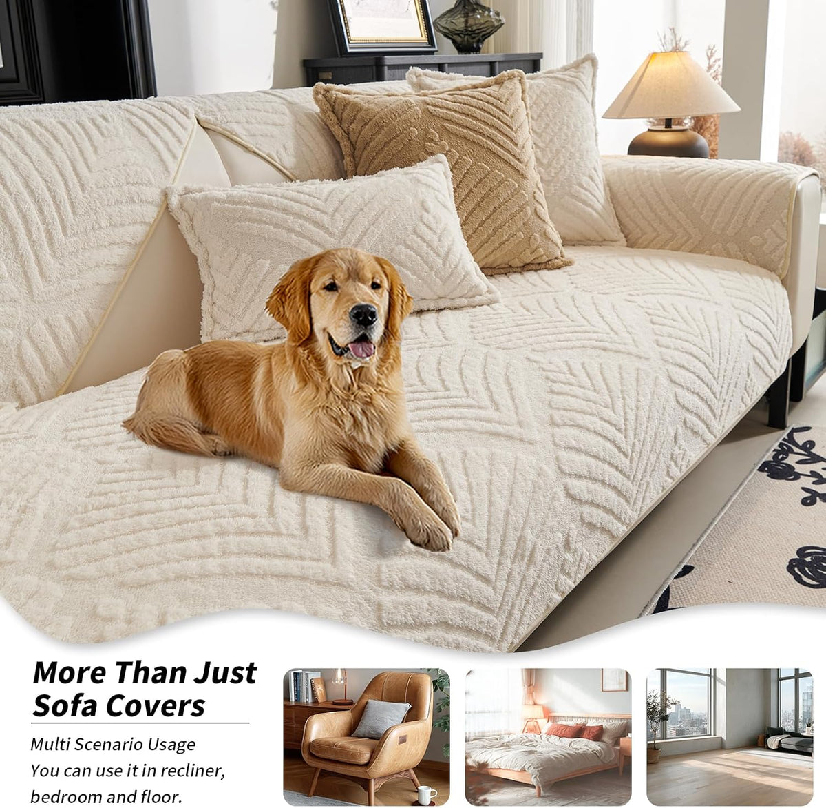 Plush Sofa Cover Washable, Funny Fuzzy Pet Couch Cover for 1 Seat