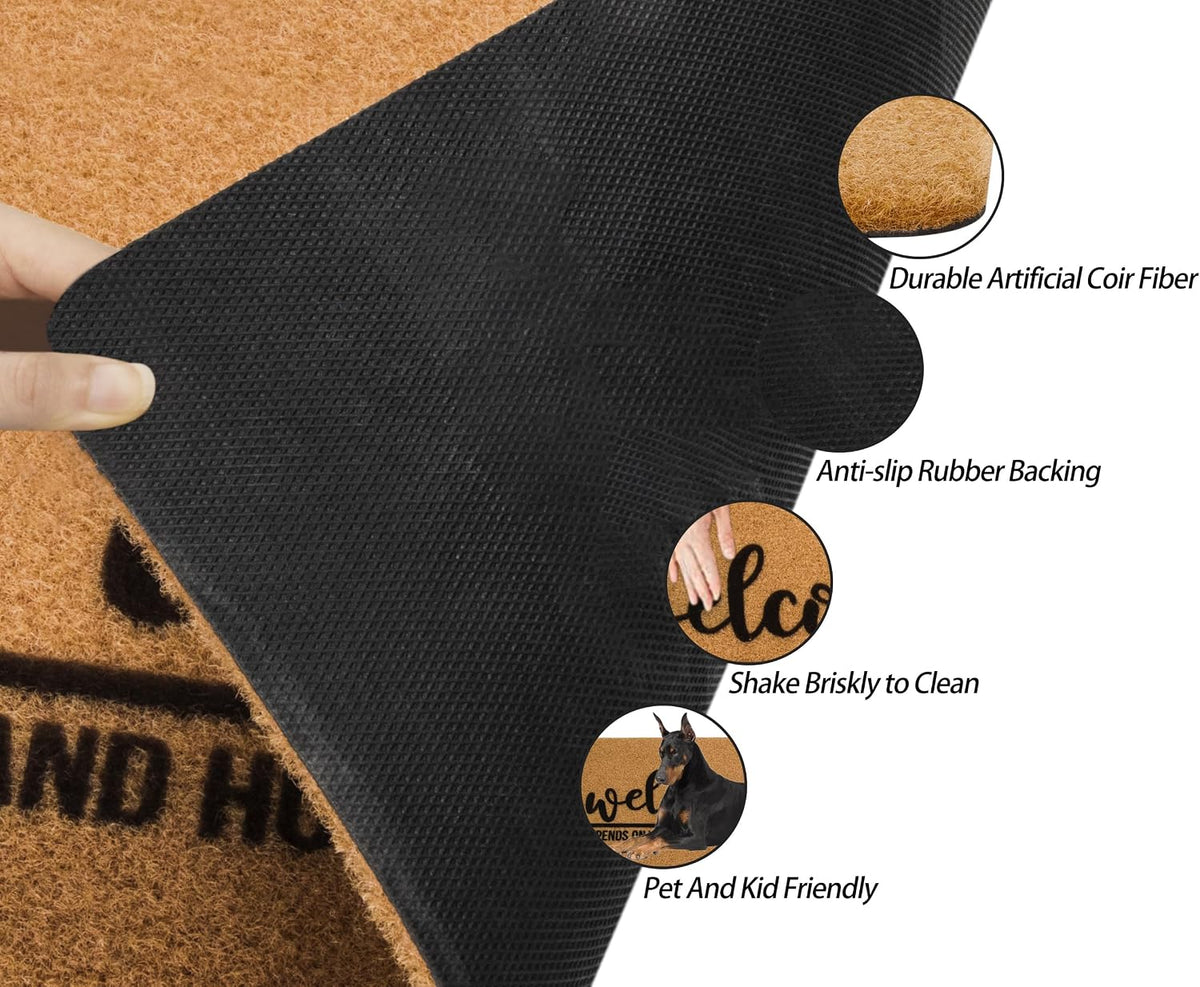 Eohak Welcome-Ish Front Door Mat - Welcome-Ish Depends Who You are Doormat Non Slip Backing Mat for Home Entry Farmhouse（17"x 29" ）