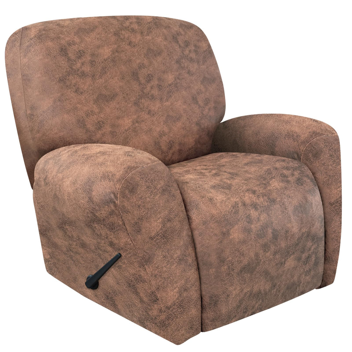 ANARACHON Leather Look Recliner Couch Cover 8-Piece Recliner Sofa Slipcovers 3 Seater for Reclining Couches Furniture Protector Spandex Fabric Washable (Recliner Sofa, Brown)
