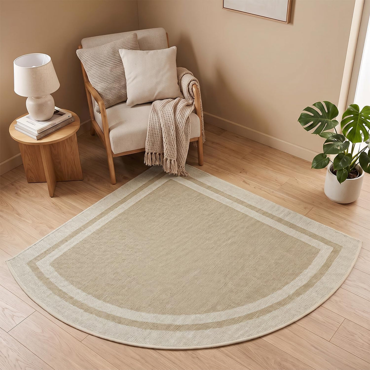 Artoid Mode Beige Absorbent Rectangle Non-Skid Doormat, Home Mats Non Slip Washable Natural Rubber Back Door Mat Floor Mat for 17x29 Inch