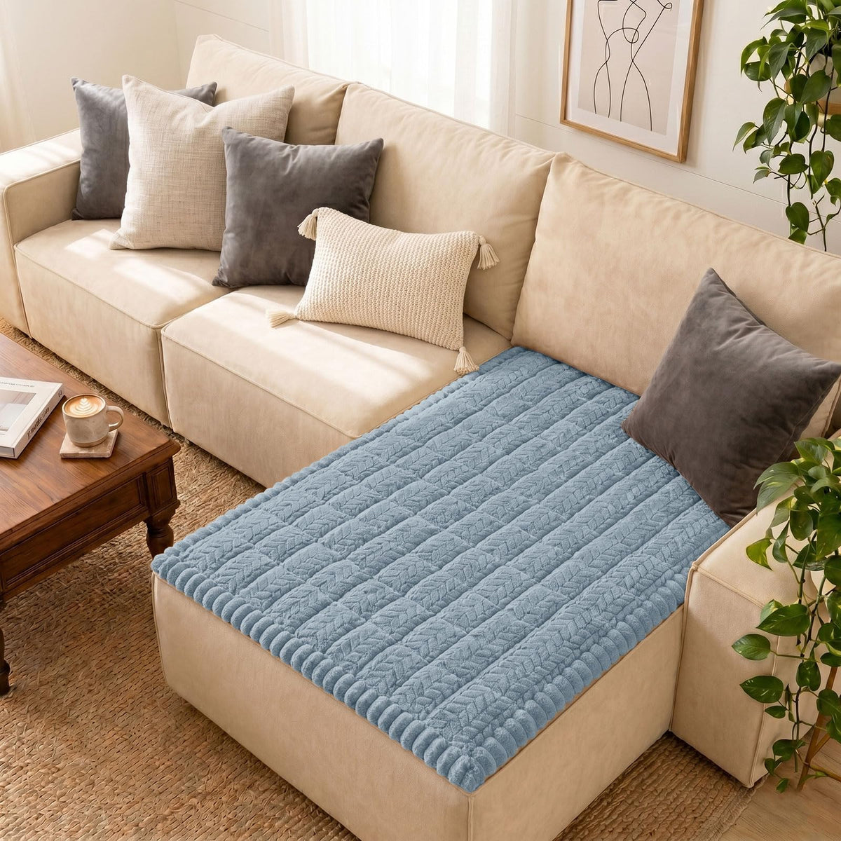 Smiry Couch Cover for Dogs, Non Slip Fuzzy Pet Sofa Covers Washable
