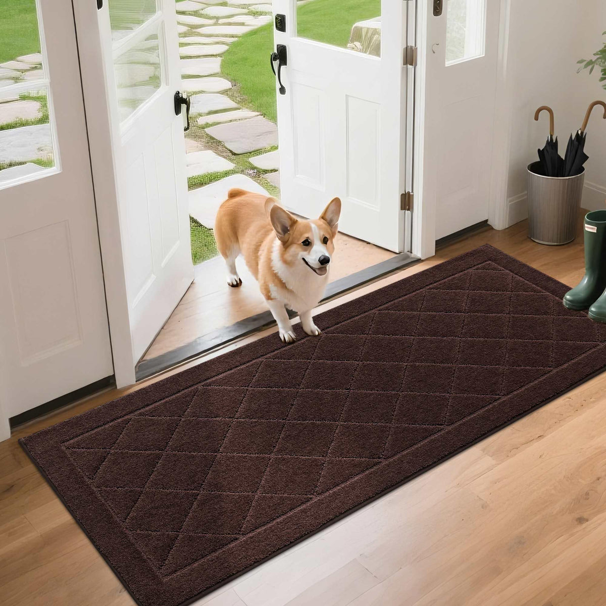BEQHAUSE Dirt Trapper Door Mat 24" x 36", Doormat Non-Slip, Dark Grey