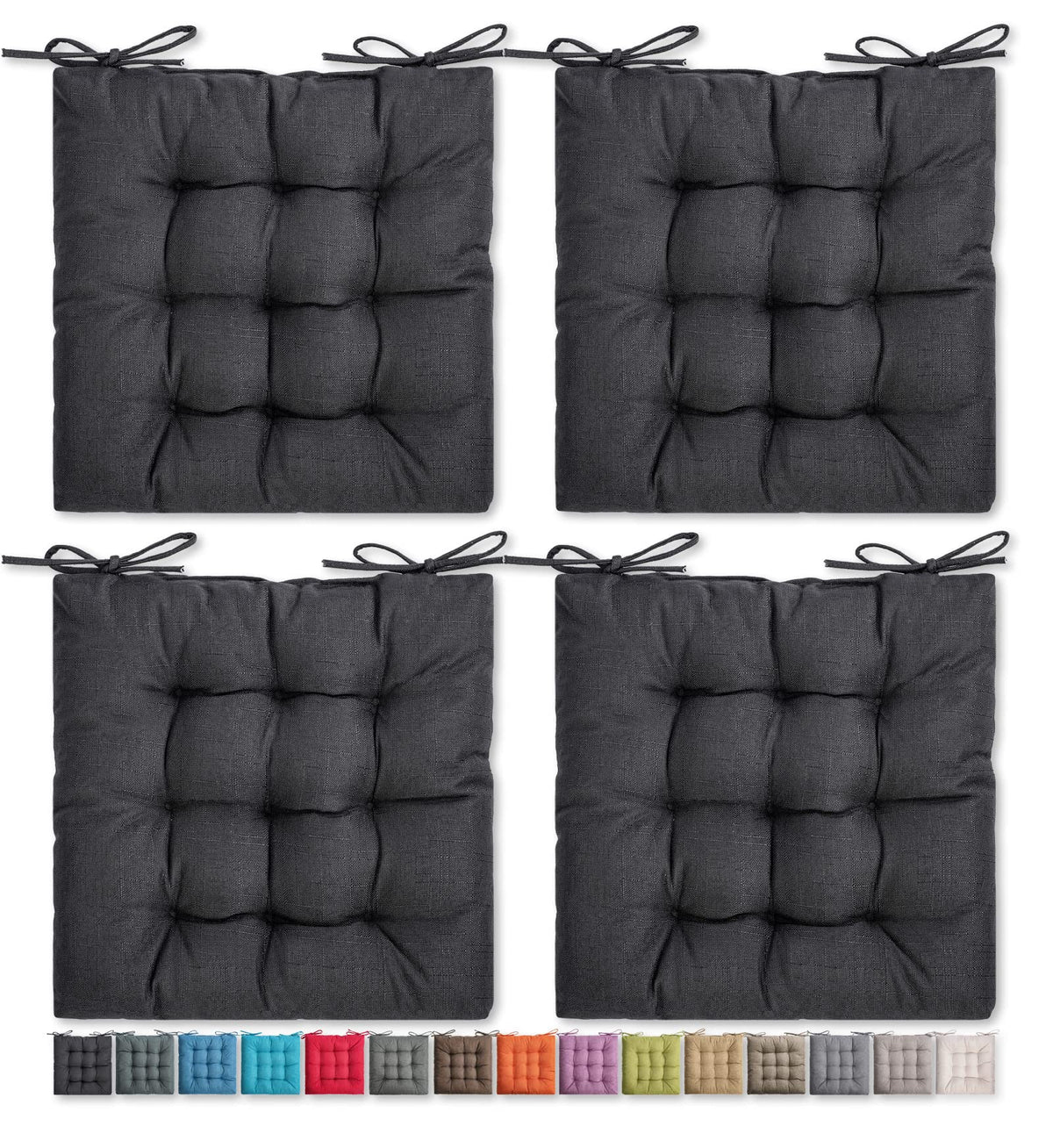 SQUARE MOON 4 Pack Chair Cushions, Seat Cushions, Chair Pads, Chair Mat for Indoor, Outdoor Dining Chair, Kitchen Chairs, Dining Room Chairs (16" × 16" × 4 Pack, Orange)