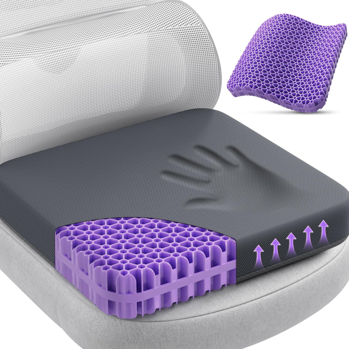 TushGuard Gel Seat Cushion for Long Sitting, Breathable Thick Patent Design
