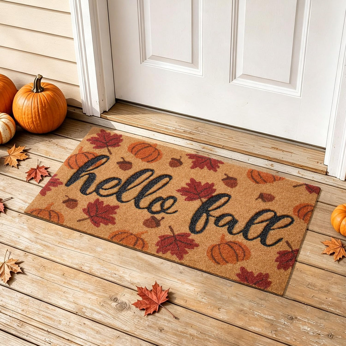 TYUU Fall Door Mat, Welcome Mat for Outdoor Entrance Maple Leaf 17" x 30"