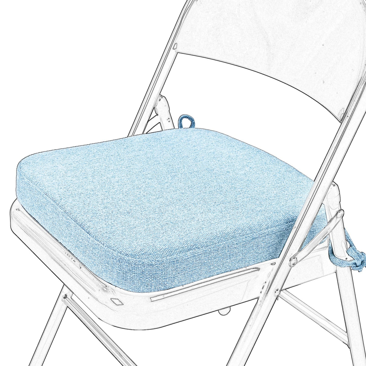 SINOSSO Memory Foam Chair Cushion for Folding Chair 1 Pcs, Thickened 2" Square Kitchen Chair Pad with Ties, Indoor Non-Slip Dining Chair Seat Cushion (1 Piece, Dark Brown)