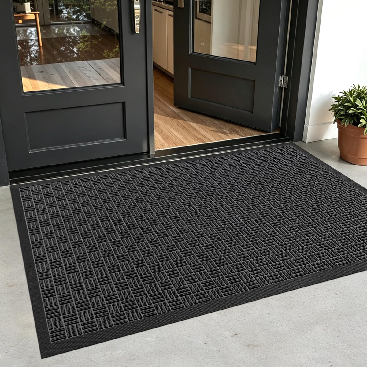 DEXI Front Door Mat Outside Entrance 24x36 Welcome Rubber Entry Doormat