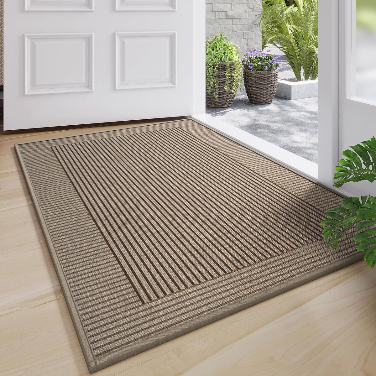 Door Mat Indoor Entrance Front Entry Mats,17''x30'',Brown