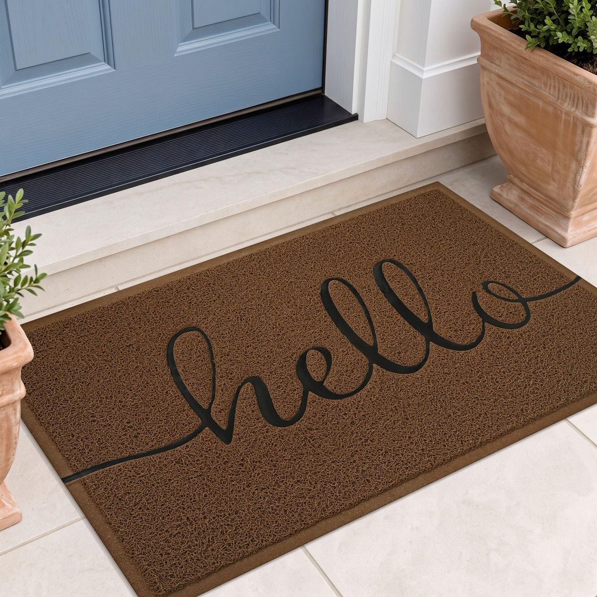EARTHALL Door Mat Outside Inside Home Doormat, 30"x17.5", Durable Floor Mat Non Slip Mat Ultra Absorb Mud Easy Clean Front Doormat for Garage, Entryway, Patio, High Traffic Areas, Black