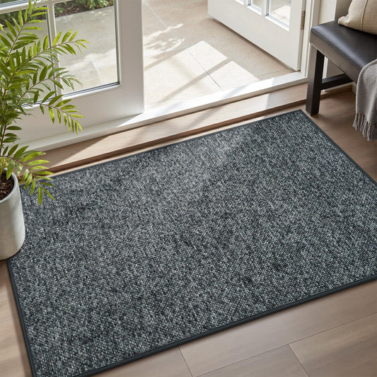 MontVoo Door Mat Indoor Entrance Doormat, Absorbent Durable Rubber Non Slip Front Door Mat for Inside Entry Entryway Dirt Trapper Welcome Mat, Darkgrey 17''x30''