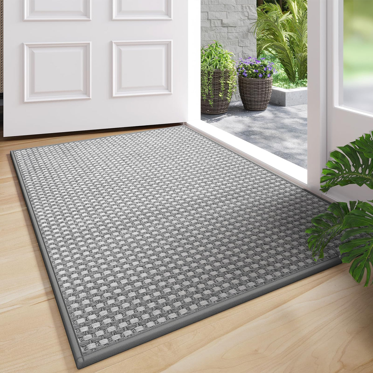 Door Mat Indoor Entrance Front Entry Mats,17''x30'',Brown