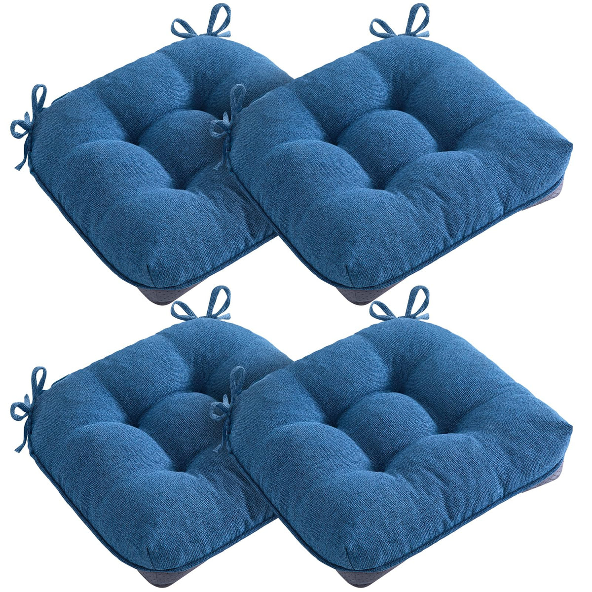 MAGIC ELEPHANT Chair Cushions for Dining Chair, Shredded Memory Foam Kitchen Chair Cushions Set of 4, Non-Slip Thick Dinning Room Chair Pads Seat Cushions, 15.5" x 15.5" x 4" (Grey)