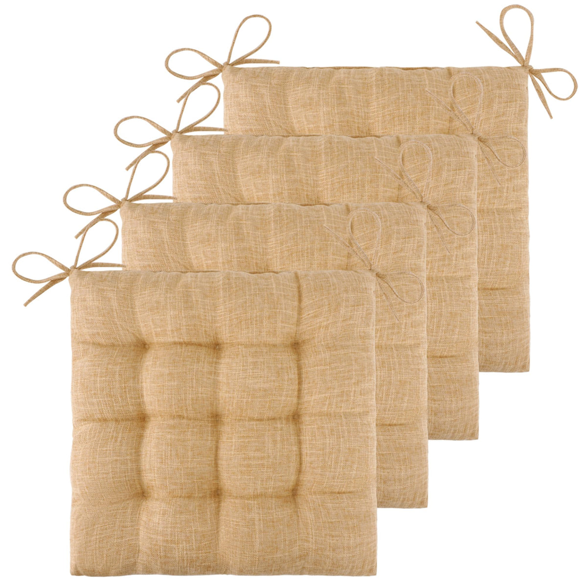 ELFJOY 4 Pack Chair Cushions for Dining Chairs with Ties Navy 16"x16"